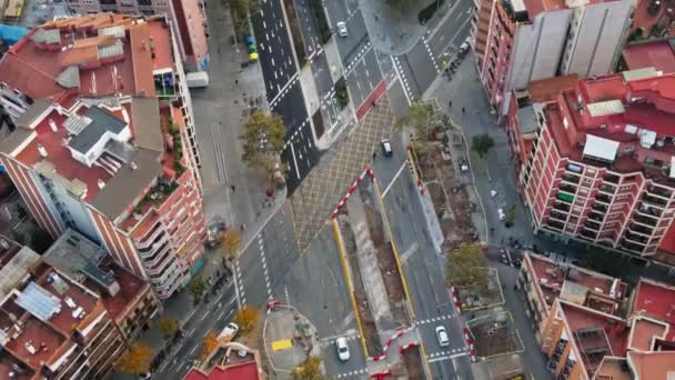 Vue Aérienne Par Drone Barcelone Espagne Bloc Avec Bâtiments Résidentiels — Video