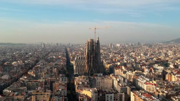 Αεροφωτογραφία Drone Της Βαρκελώνης Ισπανία Μπλοκ Πολλαπλά Κτίρια Κατοικιών Και — Αρχείο Βίντεο