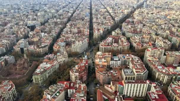 Barcelona Spanya Nın Hava Aracı Görüntüsü Birden Fazla Konut Binası — Stok video