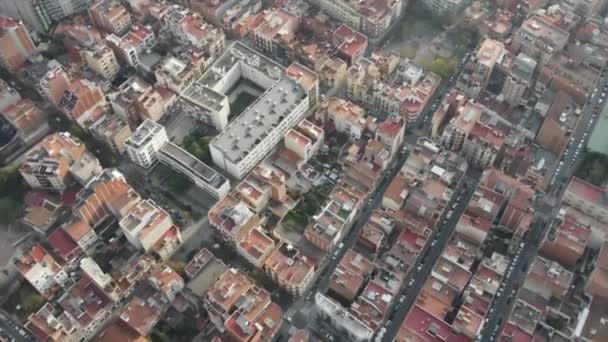 Barcelona España Noviembre 2021 Vista Aérea Ciudad Con Drones Bloques — Vídeos de Stock