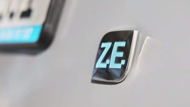 Chisinau Moldova November 2021 Electric Renault Zoe Logo Rear Close — Stock Video