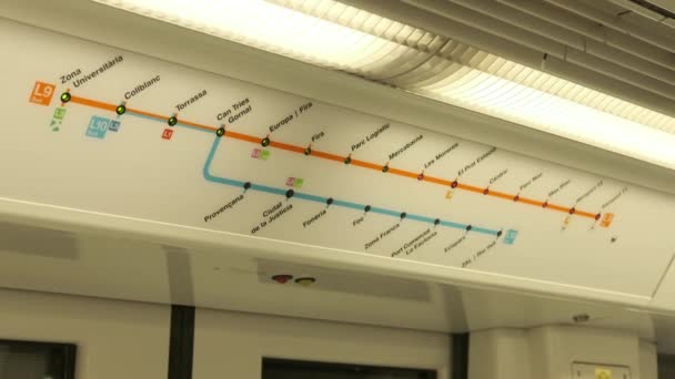 Mapa Del Metro Itinerario Con Indicador Próxima Estación Por Encima — Vídeos de Stock