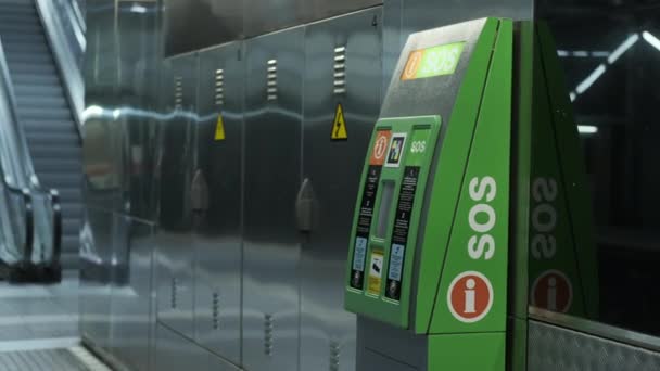 Metro Emergency Sos Intercom Machine Barcelona Spain — Stock Video