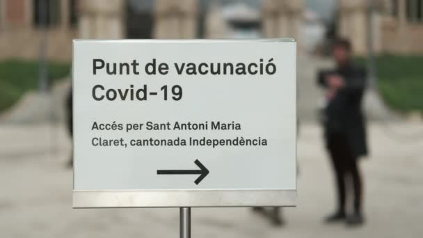 Point Vaccination Signe Direction Écrit Langue Espagnole Vieil Hôpital Santa — Video