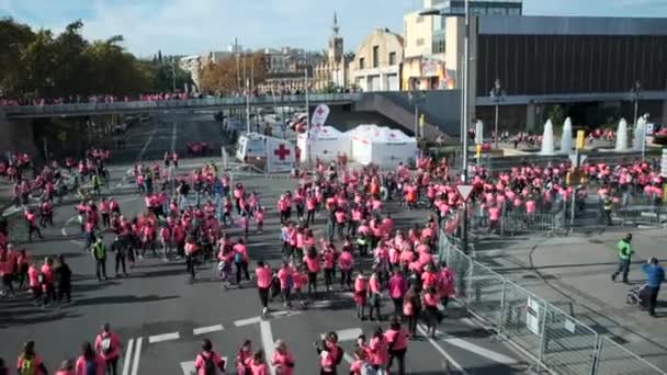 Barcelona Spain November 2021 Marathon People Spanish Square Placa Espanya – Stock-video