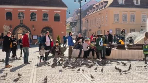 Brasov Romania October 2021 View Council Square Old City Centre — Stockvideo