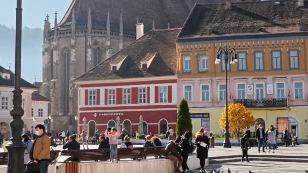 Brasov Roumanie Octobre 2021 Vue Place Conseil Centre Historique Avec — Video