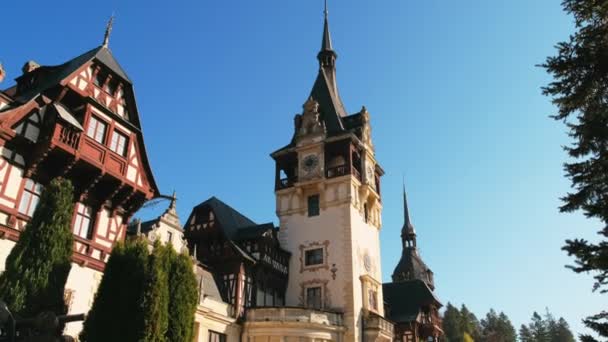 Sinaia Romania Ottobre 2021 Veduta Del Castello Peles Castello Con — Video Stock