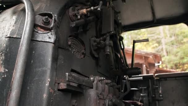 Kabine Der Dampflokomotive Mocanita Blick Von Innen Rumänien — Stockvideo