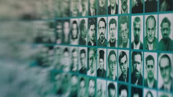 Memorial Victims Communism Resistance Wall People Portrets Names Lensbaby Effect — 图库视频影像