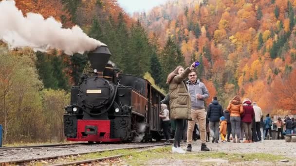 Viseu Sus Roumanie Octobre 2021 Vue Train Vapeur Mocanita Dans — Video