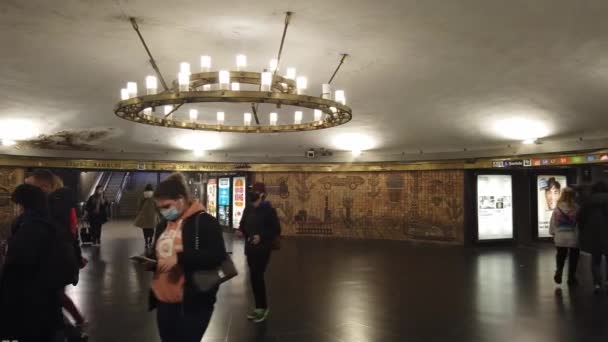 Barcelona Spain November 2021 Metro Subway Station Entrance Interior — Stock Video