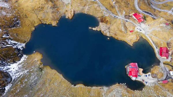 Letecký Pohled Přírodu Rumunsku Transfagarasan Cesta Karpatech Balea Lake Resort — Stock fotografie