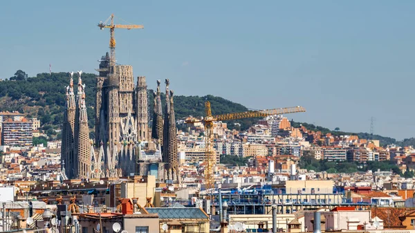 Сім Саграда Піднімається Над Дахами Багатьох Будівель Барселоні Іспанія — стокове фото