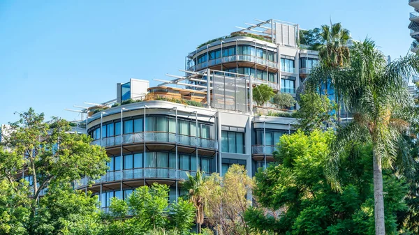 Modern Residential Building Facade Multiple Greenery Background Monaco — Stock Photo, Image