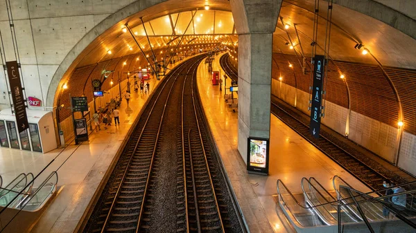 Monaco August 2021 Utsikt Över Tunnelbanestationen Belysning — Stockfoto