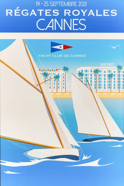 Cannes Francie Září 2021 Plakát Jachtařského Klubu — Stock fotografie