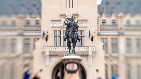 Widok Stephena Wielkiego Posągu Przed Pałacem Kultury Centrum Miasta Efekt — Zdjęcie stockowe