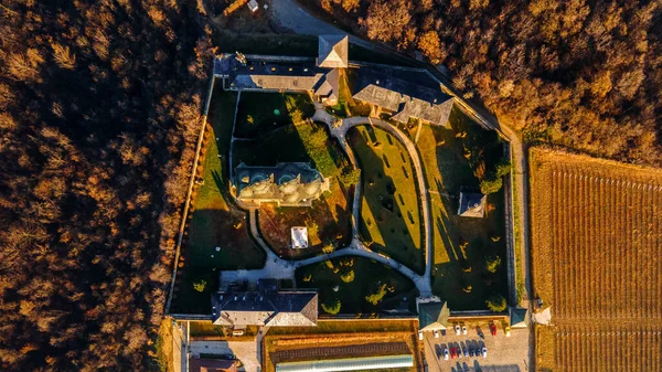 Vista Vertical Aérea Del Monasterio Cetatuia Iasi Rumania Iglesia Principal — Foto de Stock