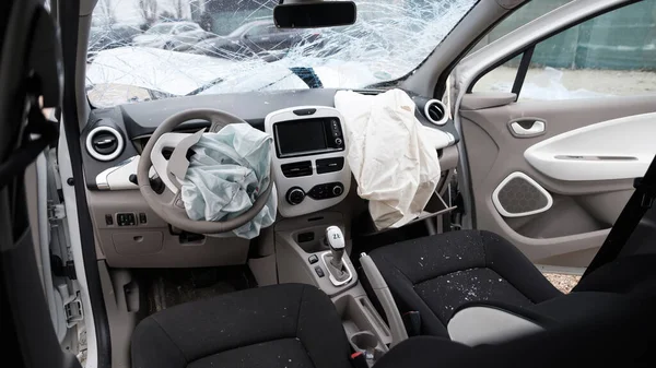 Autóbaleset Frontális Ütközés Biztonsági Ötlet — Stock Fotó