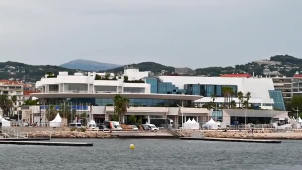 Cannes Γαλλια Σεπτεμβριοσ 2021 Άποψη Των Καννών Από Πλωτό Σκάφος — Αρχείο Βίντεο