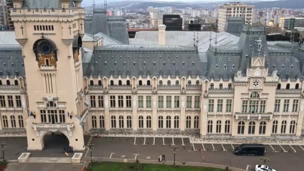 Veduta Aerea Drone Edifici Centrali Iasi Romania Piazza Fronte Esso — Video Stock