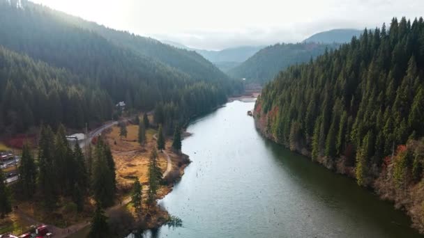 Veduta Aerea Drone Della Natura Romania Lago Rosso Una Valle — Video Stock