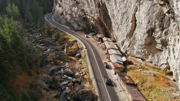 Veduta Aerea Drone Della Natura Romania Montagne Carpatiche Strada Con — Video Stock