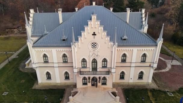 Ruginoasa Romania November 2021 Aerial Drone View Palace Alexandru Ioan — стоковое видео