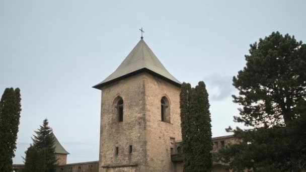 Iasi Romania November 2021 View Cetatuia Monastery Walls Greenery Walking — Stock Video
