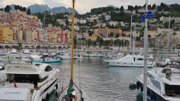 Menton France September 2021 View Sea Port France Menton 보트와 — 비디오