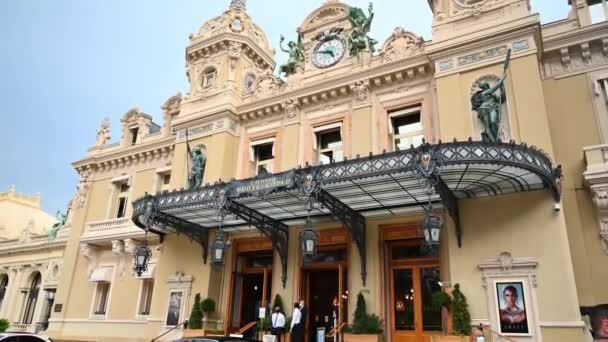 Monaco Wrzesień 2021 Wejście Monte Carlo Casino Ochrona Samochody Przed — Wideo stockowe