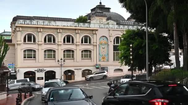Monaco Σεπτεμβριοσ 2021 Αστικό Τοπίο Της Πόλης Αυτοκίνητα Και Κτίρια — Αρχείο Βίντεο