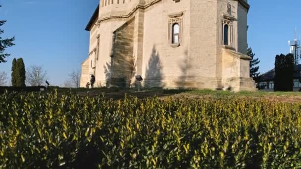 Vista Del Monasterio Cetatuia Iasi Rumania Iglesia Principal Patio Interior — Vídeo de stock