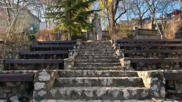 Iasi Romania Yon Creanga Müzesi Iasi Romanya Anıt Taş Merdivenler — Stok video