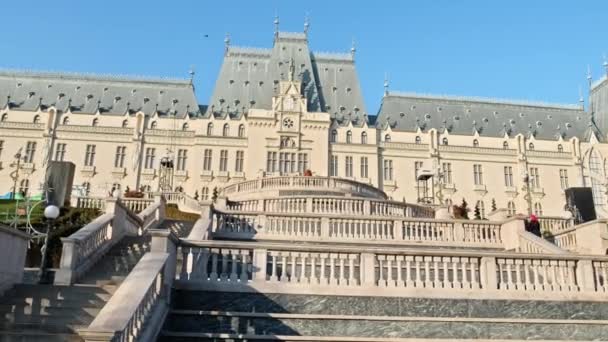 Iasi Roemenië December 2021 Zicht Paleis Van Cultuur Exterieur Vierkant — Stockvideo