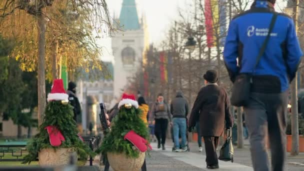 Iasi Roménia Dezembro 2021 Ruas Centro Cidade Múltiplas Pessoas Caminhando — Vídeo de Stock
