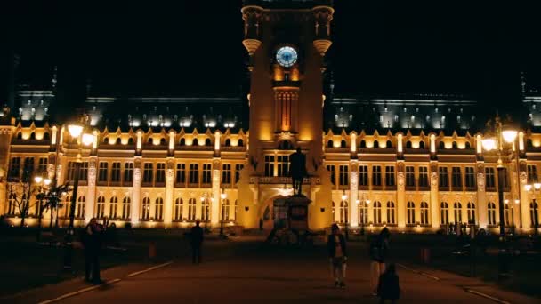 Iasi Rumunia Grudzień 2021 Widok Pałac Kultury Centrum Miasta Nocy — Wideo stockowe