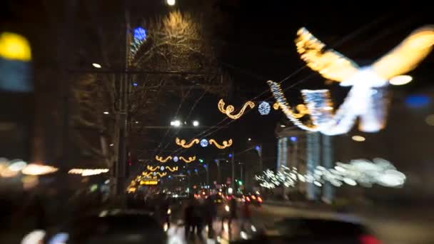 Chisinau Moldova Diciembre 2021 Motion Timelapse Chisinau City Center Christmas — Vídeos de Stock