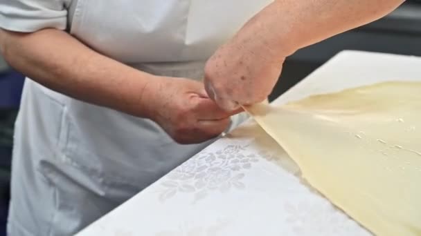 Cook Arbetar Med Deg För Plakat Rumänska Och Moldaviska Traditionella — Stockvideo
