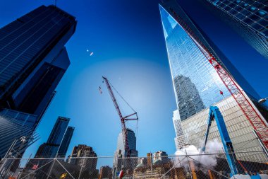 New York şehir merkezi, ABD. Dünya Ticaret Merkezi ve diğer gökdelenler, inşaat çalışmaları