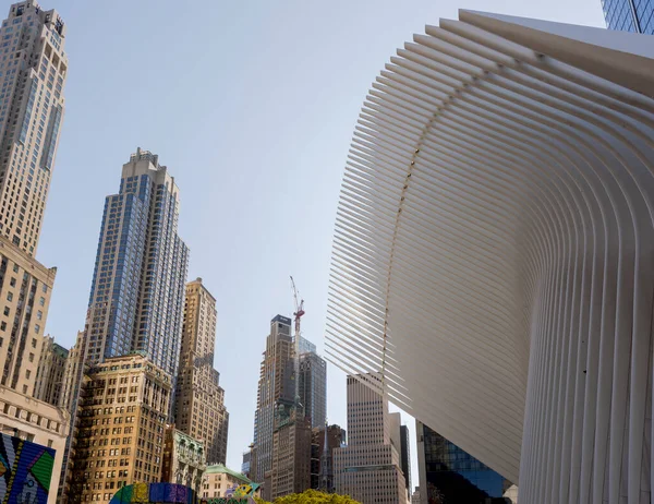 View New York Downtown Usa World Trade Center Station Skyscrapers — Stock Photo, Image