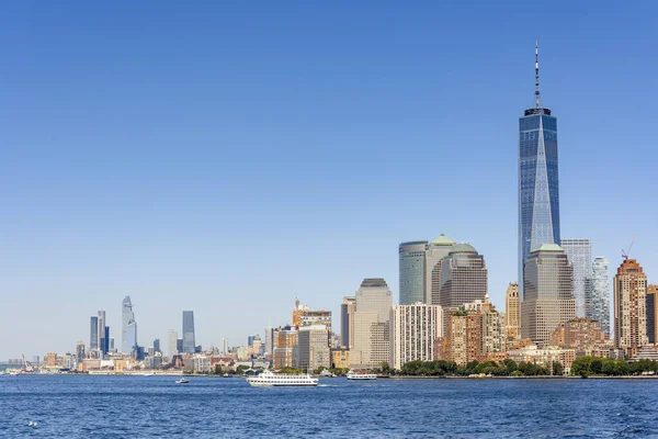 Cityscape Manhattan Från Färja New York Usa Flera Skyskrapor City — Stockfoto