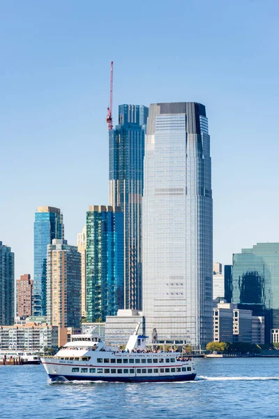 Cityscape New York Ferry Boat Usa Skyscrapers Ferry Boat Water — Stock Photo, Image