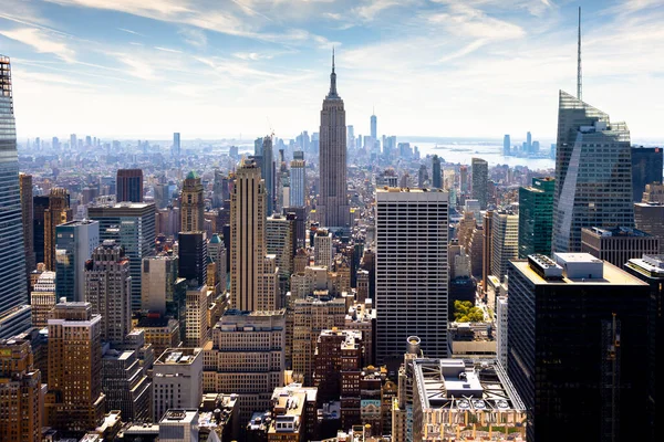 View of New York downtown from a view point, USA. Multiple skyscrapers, Empire State Building