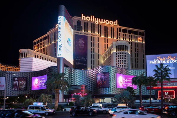 Las Vegas Usa September 2019 Streescape City Downtown Night Hotels — Stockfoto