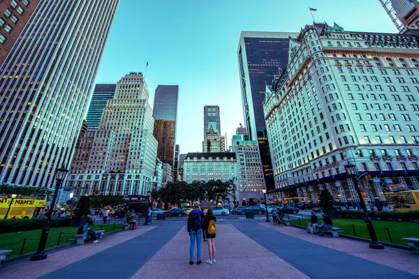 Nova Iorque Eua Setembro 2019 Streescape Centro Cidade Praça Com — Fotografia de Stock
