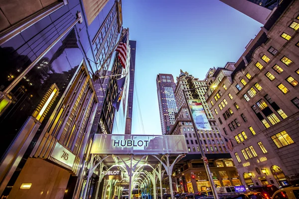 New York Usa September 2019 Streescape City Downtown Dusk Hublot — Stock Photo, Image