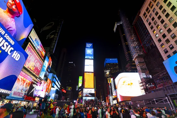 Nueva York Septiembre 2019 Vista Times Square Por Noche Mucha —  Fotos de Stock