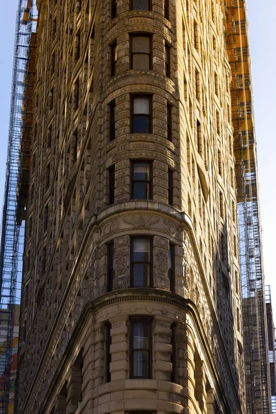 Close View Flatiron Building Facade New York Downtown Usa Stock Image